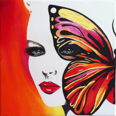 "Kelebek ve Kadın" başlıklı Tablo Hale Ogsuz tarafından, Orijinal sanat, Akrilik