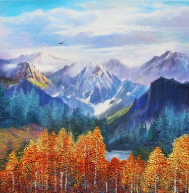 Painting titled "Where Eagles" by Kenneth Halvorsen, Original Artwork, Oil