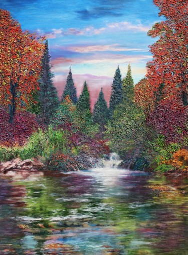 "Conifer Creek" başlıklı Tablo Kenneth Halvorsen tarafından, Orijinal sanat, Petrol