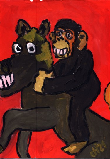Картина под названием "Der rote Ritt" - Dieter Hamm, Подлинное произведение искусства, Акрил