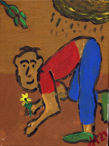Painting titled "Der Gärtner" by Dieter Hamm, Original Artwork, Acrylic