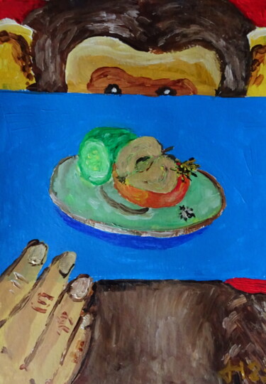 Schilderij getiteld "Obst und Gemüse" door Dieter Hamm, Origineel Kunstwerk, Acryl