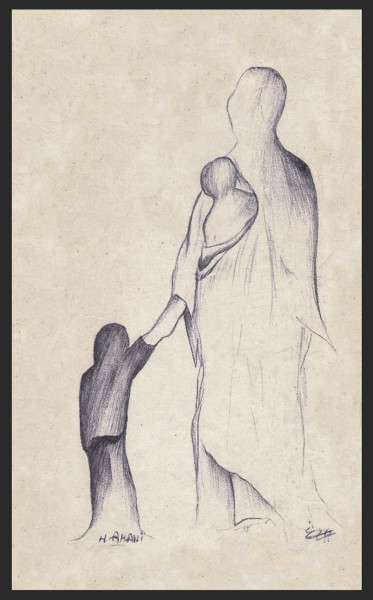 "maternite" başlıklı Resim Hamza Rhani tarafından, Orijinal sanat, Tükenmez kalem