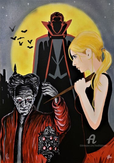 Pintura intitulada "Buffy and co" por Handfabdream, Obras de arte originais, Acrílico Montado em Painel de madeira