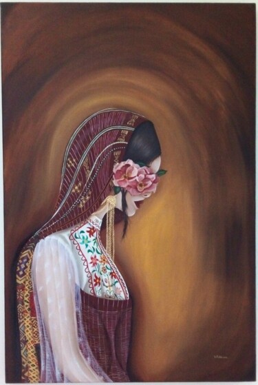 Pintura titulada "Djerbienne" por Hanene Robbana, Obra de arte original, Oleo Montado en Bastidor de camilla de madera