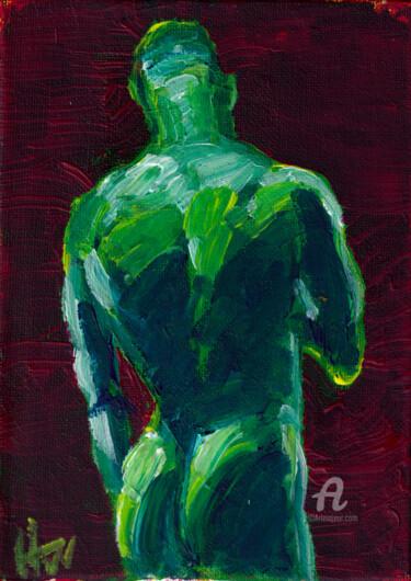 Peinture intitulée "Muscular Nude" par Hank Wandle, Œuvre d'art originale, Acrylique Monté sur Carton