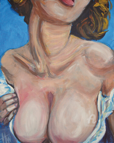 Pintura intitulada "Decolletage" por Hank Wandle, Obras de arte originais, Acrílico Montado em Cartão