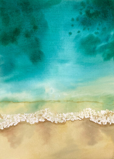 Painting titled "Sea. View from abov…" by Hanna Kopylova, Original Artwork, Watercolor