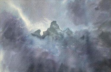 Pittura intitolato "Misty Mountains" da Hanna Kopylova, Opera d'arte originale, Acquarello