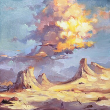 Malarstwo zatytułowany „Cloud in the desert” autorstwa Hanna Melekhavets, Oryginalna praca, Olej Zamontowany na Drewniana ra…