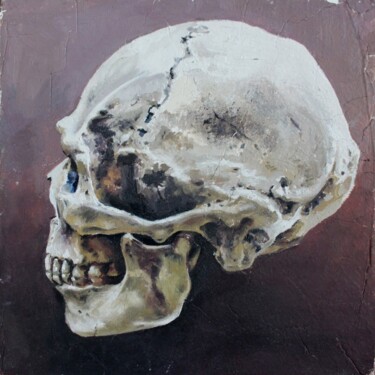 Painting titled "Skull" by Hanna Melekhavets, Original Artwork, Oil