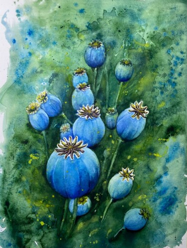 Painting titled "" After blooming"" by Hanna Samoilenko, Original Artwork, Watercolor