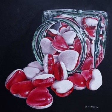 Pittura intitolato "Jar of Hearts" da Hanna Kaciniel, Opera d'arte originale, Olio