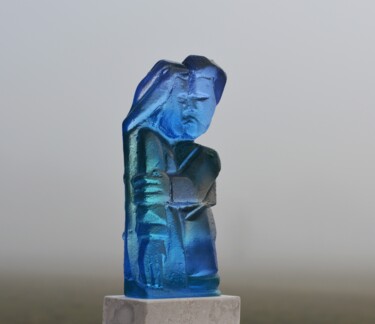 Escultura intitulada "The kiss blue" por Hanneke Pereboom, Obras de arte originais, Vidro