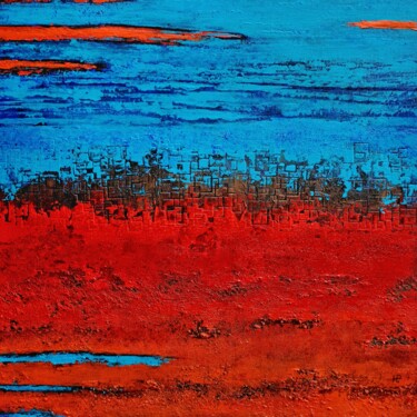 Painting titled "Red and blue 2" by Hanneke Pereboom, Original Artwork, Acrylic Mounted on Wood Stretcher frame