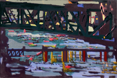 Digital Arts titled "Bridge in the Morni…" by Hannes Hofstetter, Original Artwork, Digital Painting
