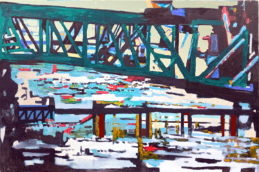 Arte digitale intitolato "BRIDGE  l'inverno è…" da Hannes Hofstetter, Opera d'arte originale, Pittura digitale