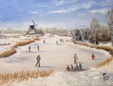 제목이 "Winter in holland"인 미술작품 Hans Dutch Artist로, 원작, 기름