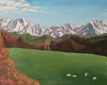 Painting titled "Pyrenean mountains…" by Hans Dutch Artist, Original Artwork, Oil