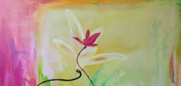 Painting titled "pink flower" by Hans Josef Fischbach, Original Artwork, Acrylic