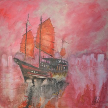 Painting titled "Hongkong Lady" by Hans-Peter Amherd, Original Artwork, Acrylic