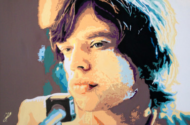 "Mick Jagger" başlıklı Tablo Hans Veltman tarafından, Orijinal sanat, Petrol Ahşap Sedye çerçevesi üzerine monte edilmiş
