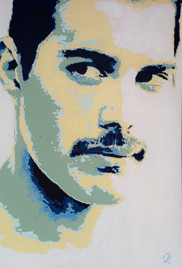 绘画 标题为“Freddie Mercury pop…” 由Hans Veltman, 原创艺术品, 油 安装在木质担架架上