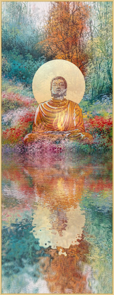 Digital Arts titled "Buddha's garden" by Harald Dastis, Original Artwork, Digital Painting