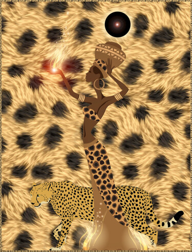 Arts numériques intitulée "L'africaine" par Harald Dastis, Œuvre d'art originale, Peinture numérique