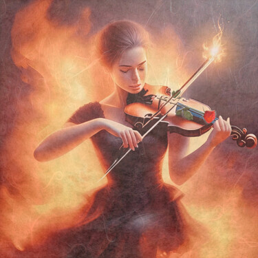 Arte digital titulada "La violoniste" por Harald Dastis, Obra de arte original, Trabajo Digital 2D