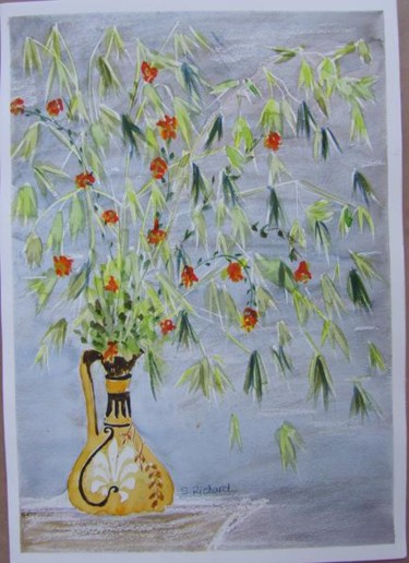 Pintura titulada "Vase grec & bambous" por S Eymond Laritaz, Obra de arte original