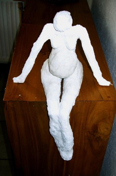 Sculpture intitulée "Presque à terme" par S Eymond Laritaz, Œuvre d'art originale