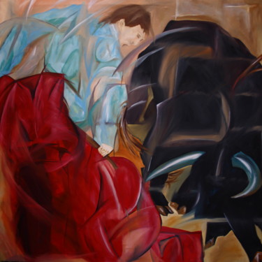 Malerei mit dem Titel "Fiesta de Toro" von Harri Spietz, Original-Kunstwerk, Öl