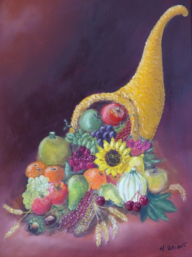 Peinture intitulée "la corne d'abondance" par H. Oriaut, Œuvre d'art originale, Huile