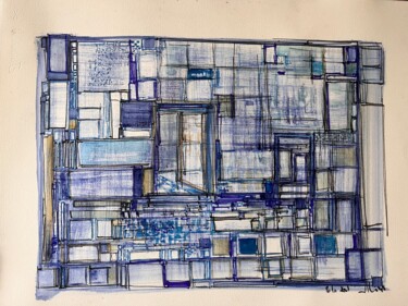 Рисунок под названием "Porta azul 4" - Hartiste, Подлинное произведение искусства, Чернила