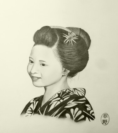 Σχέδιο με τίτλο "Sereine" από 春野紋, Αυθεντικά έργα τέχνης, Γραφίτης