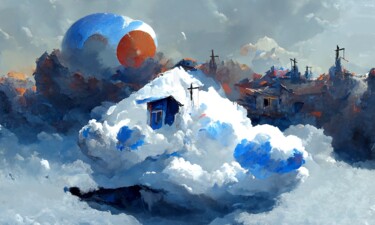 「云工厂 No.1/Clouds Fac…」というタイトルのデジタルアーツ Haryによって, オリジナルのアートワーク, デジタルプリント ウッドストレッチャーフレームにマウント