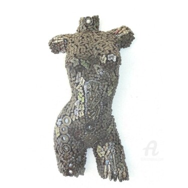 Sculpture titled "DEMI BUSTE DE FEMME…" by Hassan Laamirat, Original Artwork, Metals
