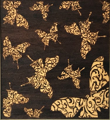 Schilderij getiteld "Butterflies" door Hatice Özbayrak, Origineel Kunstwerk, Hout