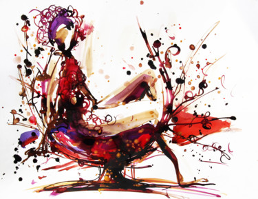 Peinture intitulée "vin-tableau-raisin-…" par Stéphane Hauton (O), Œuvre d'art originale, Aquarelle