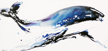 Painting titled "La vague de l'essen…" by Stéphane Hauton (O), Original Artwork, Watercolor