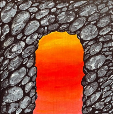 Картина под названием "Sunset through ston…" - Havana Wilson, Подлинное произведение искусства, Акрил Установлен на Деревянн…