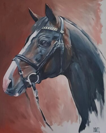 Painting titled "Horse realistic por…" by Daniel Havel, Original Artwork, Oil