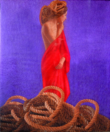 Картина под названием "Woman & Rope 13" - Haydar Ekinekk, Подлинное произведение искусства, Масло