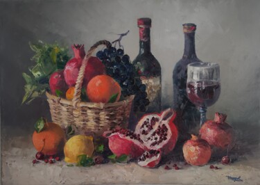 Pintura titulada "Still life fruits a…" por Hayk Miqayelyan, Obra de arte original, Oleo Montado en Bastidor de camilla de m…