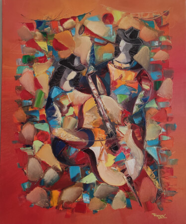 Peinture intitulée "Jazz -1(60x50cm ,oi…" par Hayk Miqayelyan, Œuvre d'art originale, Huile Monté sur Châssis en bois
