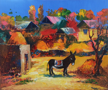 Peinture intitulée "Rural scene (50x60c…" par Hayk Miqayelyan, Œuvre d'art originale, Huile Monté sur Châssis en bois
