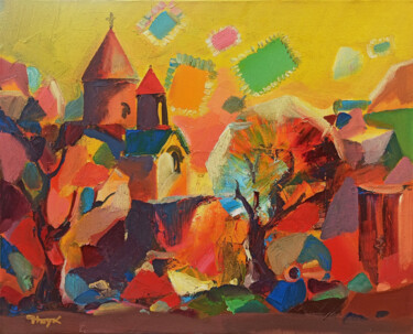 Peinture intitulée "Autumn landscape (5…" par Hayk Miqayelyan, Œuvre d'art originale, Huile Monté sur Châssis en bois
