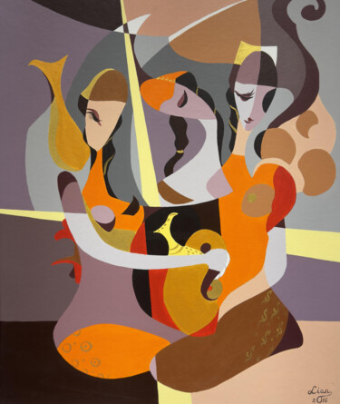Ζωγραφική με τίτλο "Abstract Banquet" από Liana Ohanyan, Αυθεντικά έργα τέχνης, Ακρυλικό Τοποθετήθηκε στο Χαρτόνι