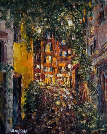 "Night street in Rome" başlıklı Tablo Haykuhi Khachatryan tarafından, Orijinal sanat, Petrol